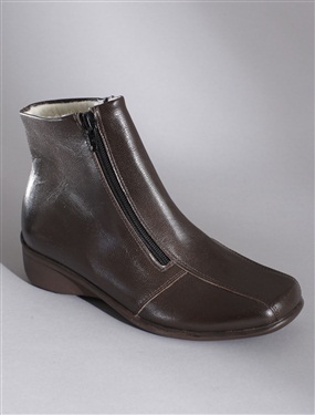 Leather Ankle Boots with Double Zip