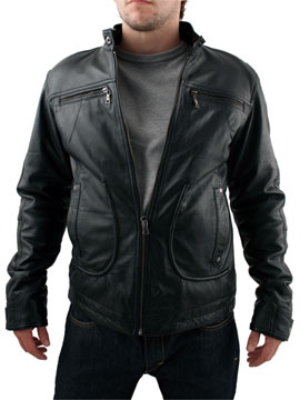 Black Tab Collar Biker Jacket