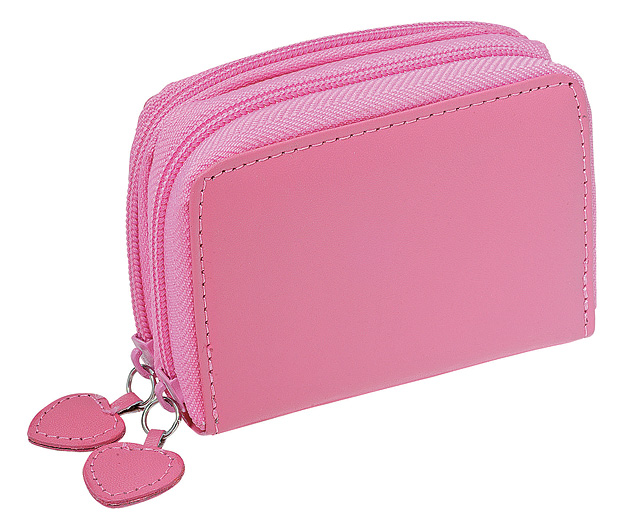 leather Concertina Purse Hot Pink Personalised