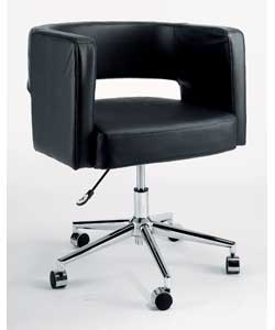 Leather Effect Club Chair- Black