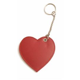 Leather Heart Key Rings Red