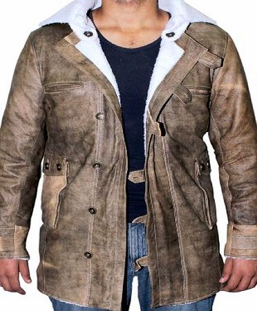 LeatherHill Bane Coat Real Leather Jacket - The Dark Knight Rises Batman Tom Hardy Costume (M)