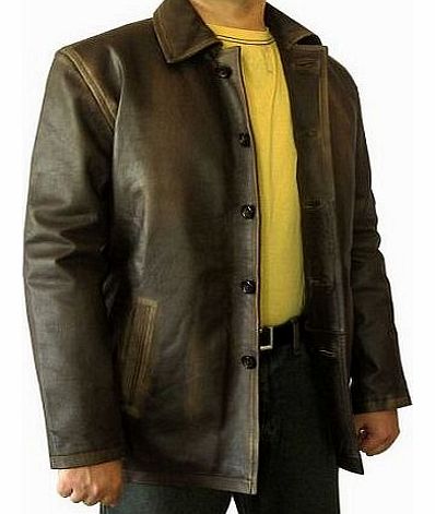 LeatherHill Supernatural Brown Distressed Leather Jacket - Dean Winchester Coat (XXL)