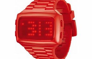 LED Unisex Digital Red Dial And Pu Strap Watch