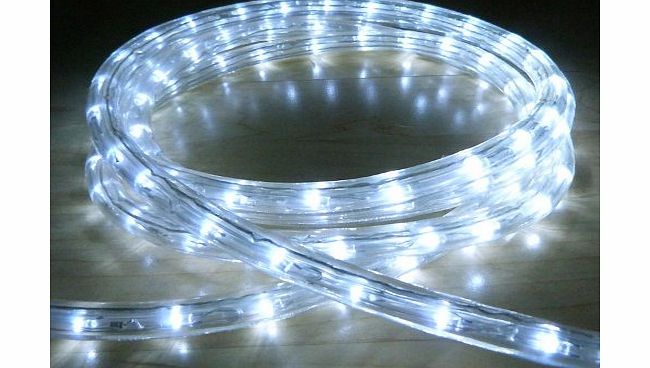 WHITE LED OUTDOOR ROPE LIGHT WITH 8 FUNCTIONS - CHASING, STATIC, ETC ** IDEAL FOR GARDEN DECKING, MOOD LIGHTING, WEDDINGS **