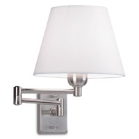 LEDS Lighting Dover Modern Satin Nickel Wall Light With A White Fabric Shade And Adjustable Arm