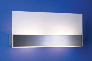 Flat Large Modern Wall Light In A Satin Nickel Finish With White Optic Glass