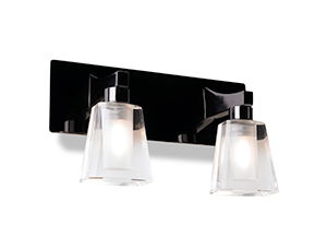 LEDS Lighting Luxe Modern Black Polished Chrome Bathroom Wall Light With Clear And White Glass Shades