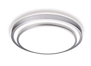 LEDS Lighting Round Modern Circular Stepped Ceiling Light In A Grey Finish With A Polycarbonate Shade