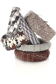 Set of six fabric bangles