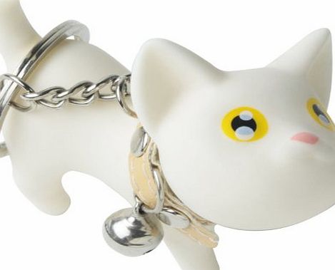 Leegoal (TM) Cute Cat Key Chain Kitten Key RingBag Ornament With Bell,White