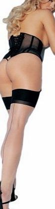 Leg Avenue Cuban Heel Stockings, nude-black seam stockings with Cuban Heel (Plus Size)