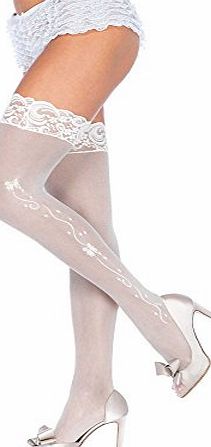 Leg Avenue Ladies Leg Avenue Wedding Bell Sheer Stocking With Lace Top In White or Ivory