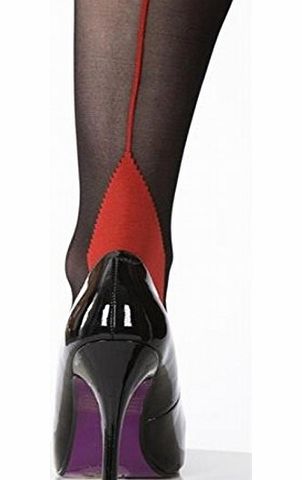 Leg Avenue/Silky 1940s Seamer, Contrast Seamed Stockings, Black with Red Seams