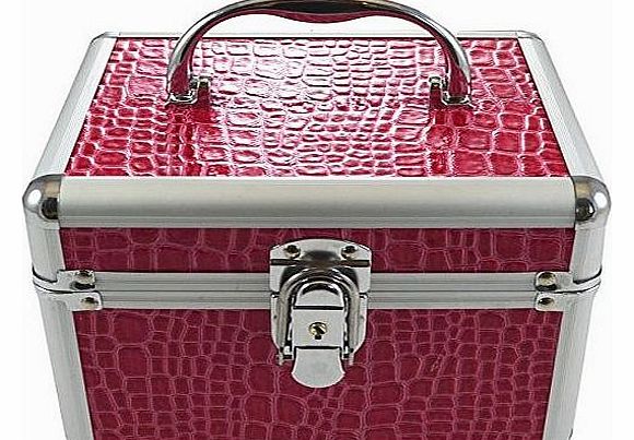 Legend  Pink Beauty Vanity Cosmetic Case Make up Jewellery Hair Nail Box Mock Croc Storage