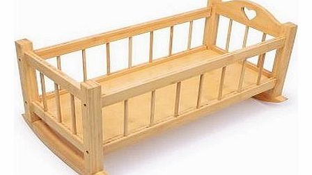 Large Wooden Rocking Dolls Cradle Crib Cot Bed Toy