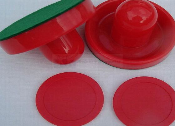 Air Hockey Arcade Quality - 2 x RED (63mm Pucks + 95mm Goalies Paddles)
