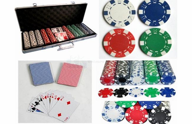 Leisure Pursuits Poker 500 Set 11.5g Texas Hold - em Chips Case Token Dice Cards 2 Decks Blackjack
