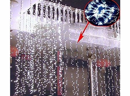  3M x 3M 300 LED Party Christmas Xmas String Fairy Wedding Curtain Light 8 Modes for Choice 220V (Cool White)