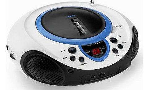 SCD-38 CD Boombox with MP3/USB Playback and FM Radio - Blue