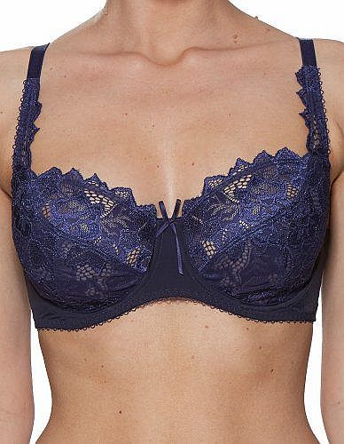 Fiore Navy Blue Floral Lace Full Cup Bra 93229 32E
