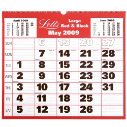 2009 Large Monthly Calender 330 x 380 mm