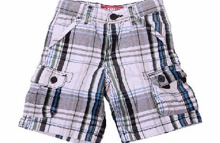 Levis Kids Adjustable Waist Plaid Cargo Shorts (3T)