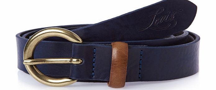 Levis Womens Levis Gold Buckle Leather Belt - Navy Blue