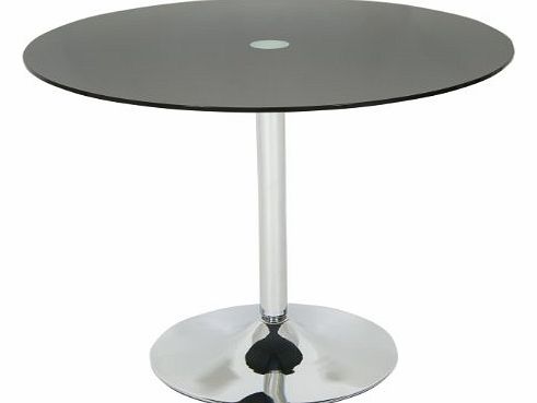 Levv Black Glass and Chrome Dining Table with Glass, Black
