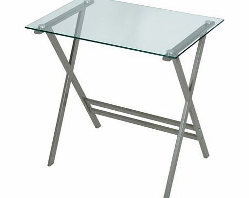 Levv  Clear Glass and Graphite Computer Desk
