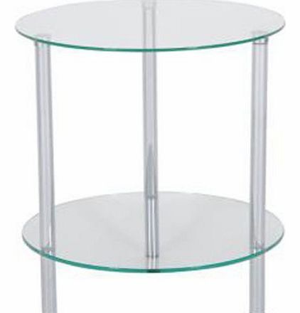 Levv  Sierra 2 Tier Clear Glass Lamp Table