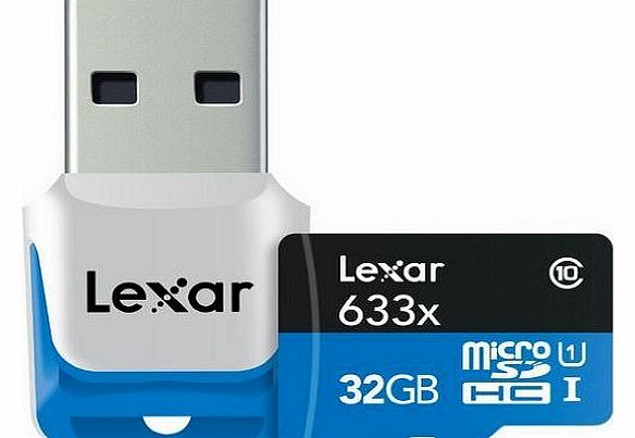 Lexar 32GB Class 10 UHS-I High Speed Micro SDHC Memory Card with USB 3.0 Card Reader