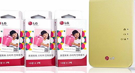 LG Electronics LG Pocket Photo 2 PD239 (Yellow) Mini Portable Mobile Photo Printer   Zink Paper 30 Sheet