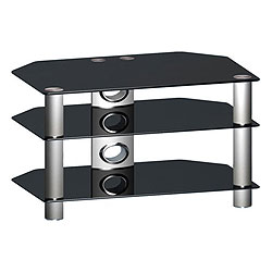 ST42B3CM Black Glass TV Stand With Cable