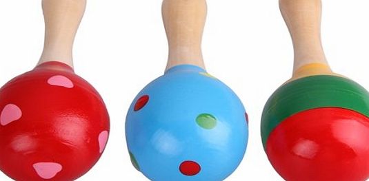 2 Wooden Wood Maraca Rattles Shaker Percussion kid Baby Musical Toy Favor