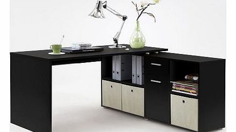 LEXA Corner Home Office Computer Desk Finished in Black