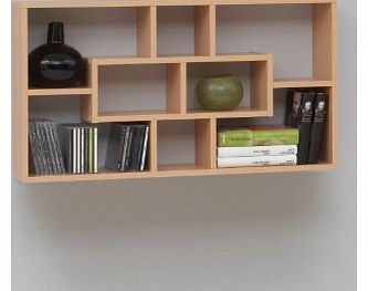 PREMIUM Stylish Beech Colour Wall Mounted Shelf Unit Rack for CD DVD Books Ornaments by DMF