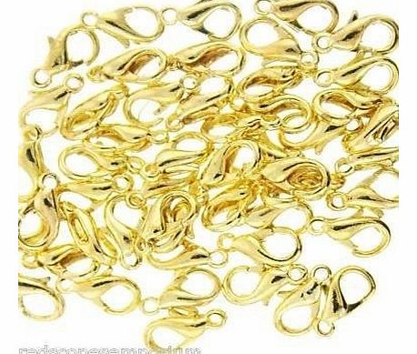 50 Gold Plated Lobster Clasps Jewellery Findings 10mm