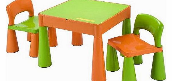Liberty House Childrens Multi-Purpose Table with 2 Chairs (Green/ Orange)