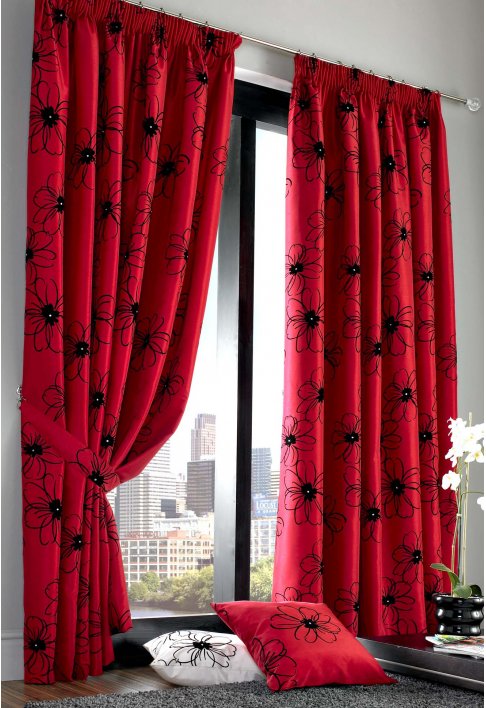 Liberty Red Lined Curtains
