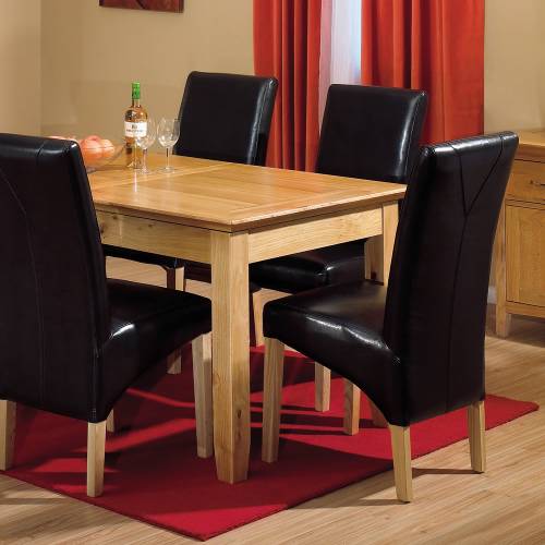 Lichfield Oak Small Dining Set   6 Leather Chairs