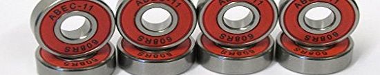 Lighter Price Auto Bulbs Super Fast Red ABEC 11 Inline Skate Wheel Bearings - 8 Pack