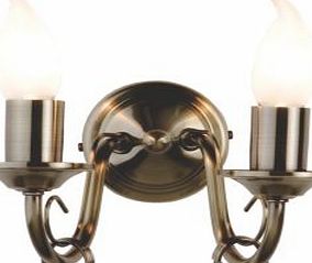 Priory Antique Brass Effect Double Wall Light