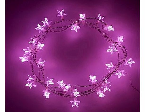 Lights4fun Indoor Star Fairy Lights with 30 Pink LEDs by Lights4fun