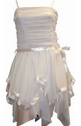 Likes Style Womens New Strappy Prom Short Evening Party Dress Size 8,10 and 12 White 12