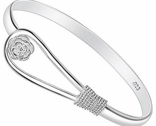 Lily Jewellery-Modern 925 Sterling Silver Rose Bangle