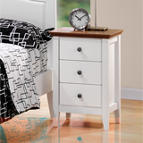 Cressida 150cm 3 Drawer Bedside Cabinet in White finished Rubberwood and MDF