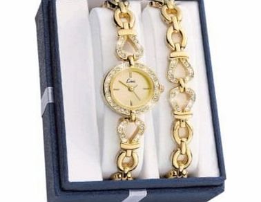 Limit Ladies Gold Plated Stone Set Watch and Bracelet Set (227710144)