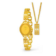 Ladies Gold Watch and Necklace Set
