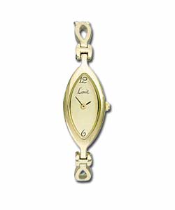 Ladies Oval Gold Plated Bracelet Dress Watch